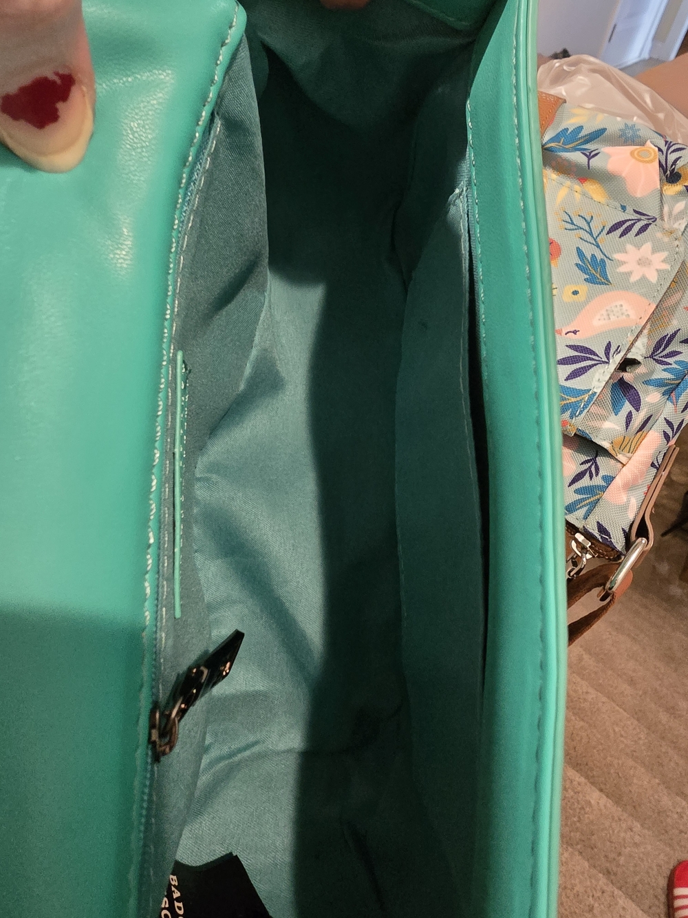 Badgley Mischka Turquoise Quilted Shoulder Bag with Chain Trim - Picture 4 of 5